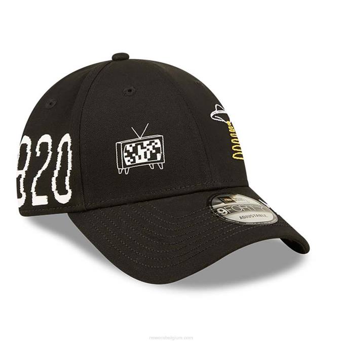 New Era grafische zwarte 9forty verstelbare pet BT241492