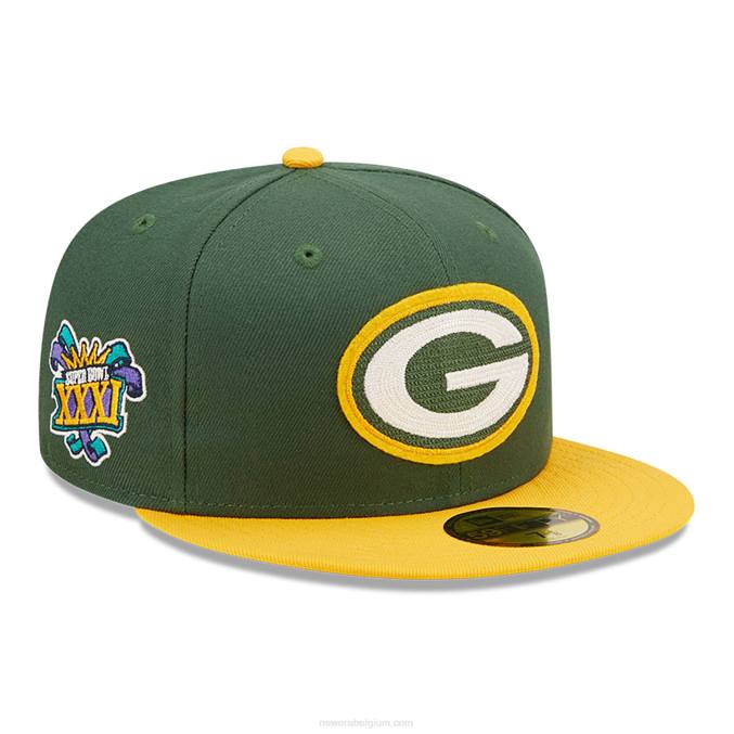 New Era groene bay packers ne letterman donkergroene 59fifty getailleerde pet BT24529