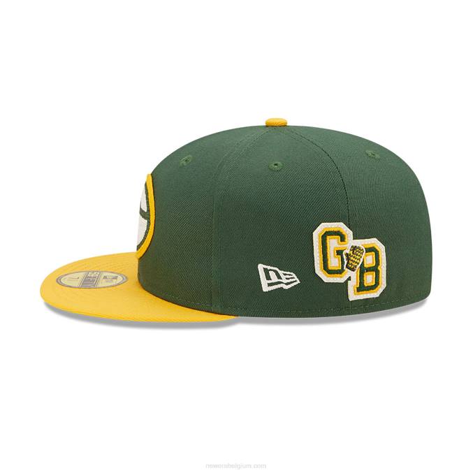 New Era groene bay packers ne letterman donkergroene 59fifty getailleerde pet BT24529