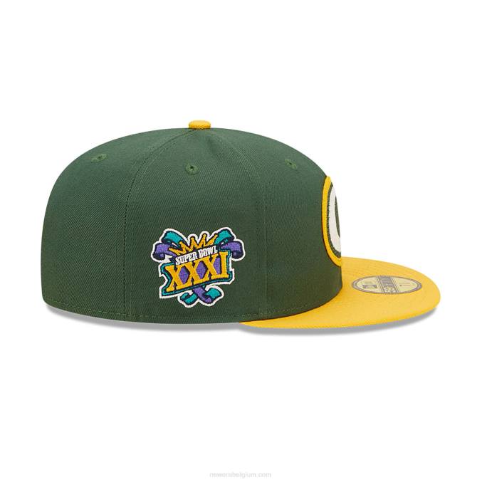 New Era groene bay packers ne letterman donkergroene 59fifty getailleerde pet BT24529