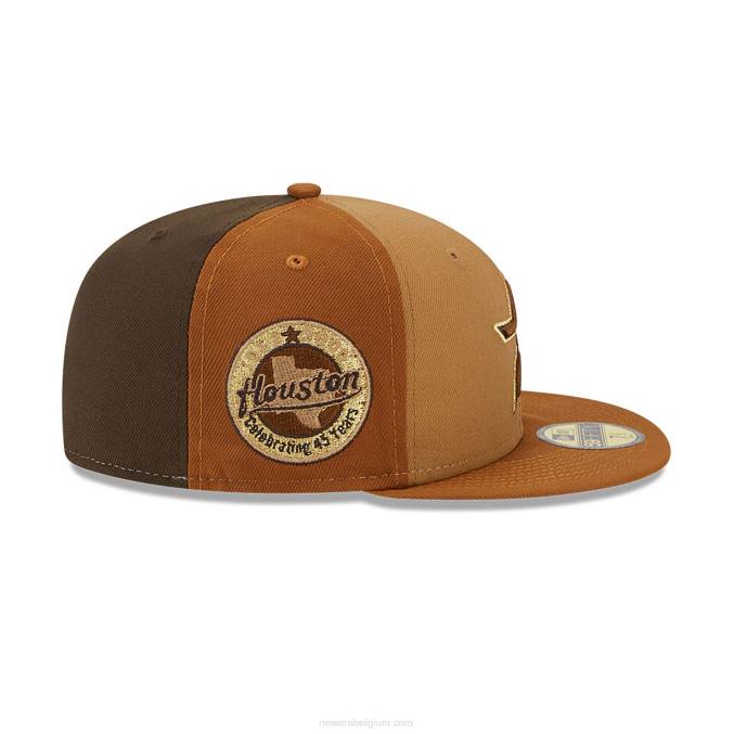 New Era houston astros driekleurige bruine 59fifty getailleerde pet BT24567