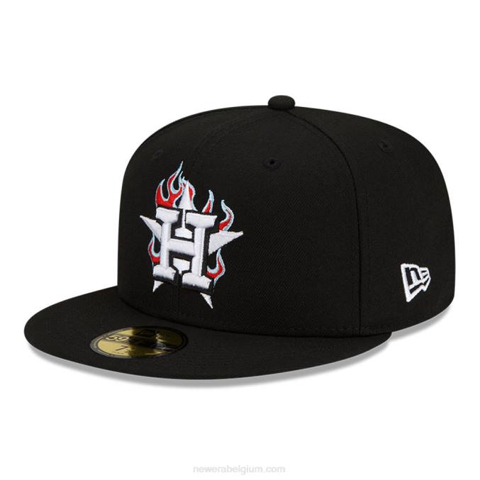 New Era houston astros mlb team fire zwarte 59fifty getailleerde pet BT24878