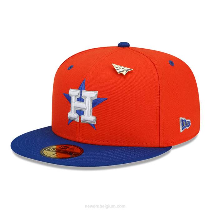 New Era houston astros mlb x paper planes oranje 59fifty getailleerde pet BT24906