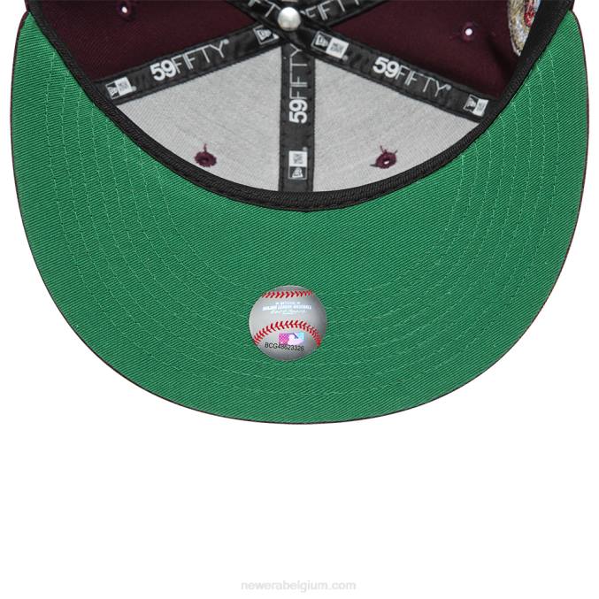 New Era kastanjebruine 59fifty getailleerde pet met zijpatch van new york yankees BT24487