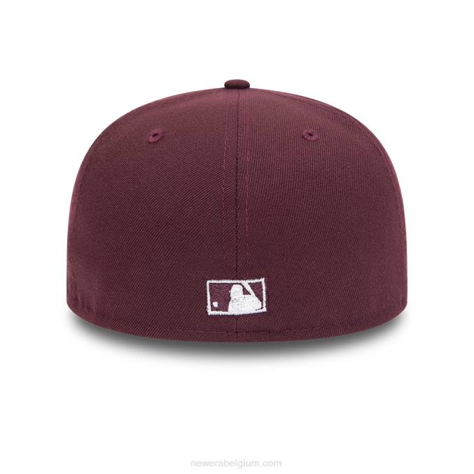 New Era kastanjebruine 59fifty getailleerde pet met zijpatch van new york yankees BT24487