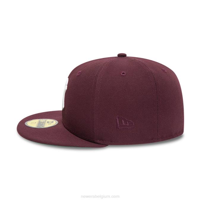 New Era kastanjebruine 59fifty getailleerde pet met zijpatch van new york yankees BT24487