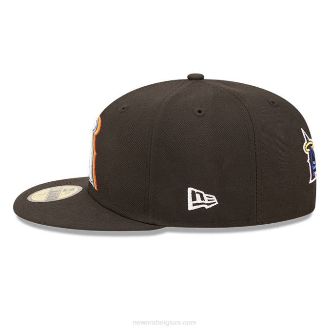New Era la angels mlb prismatische zwarte 59fifty getailleerde pet BT24179