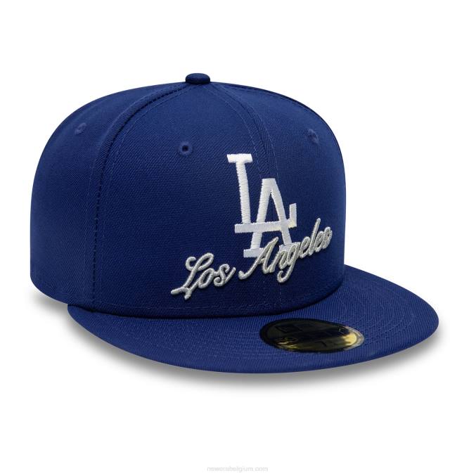 New Era la dodgers dubbel logo blauwe 59fifty getailleerde pet BT2474