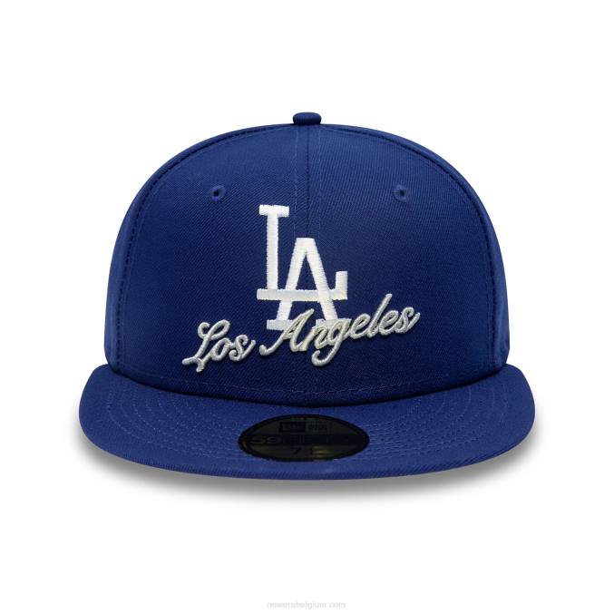 New Era la dodgers dubbel logo blauwe 59fifty getailleerde pet BT2474