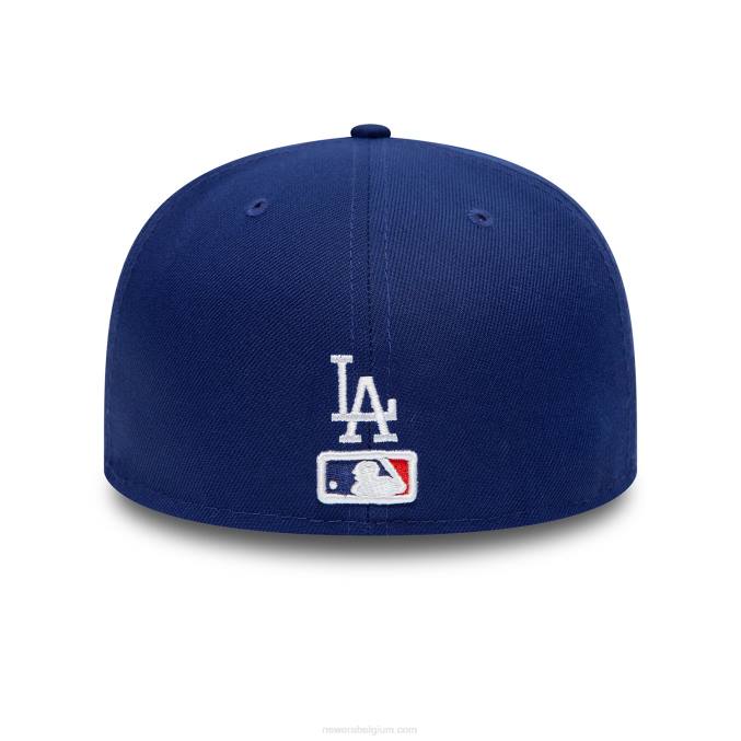 New Era la dodgers dubbel logo blauwe 59fifty getailleerde pet BT2474