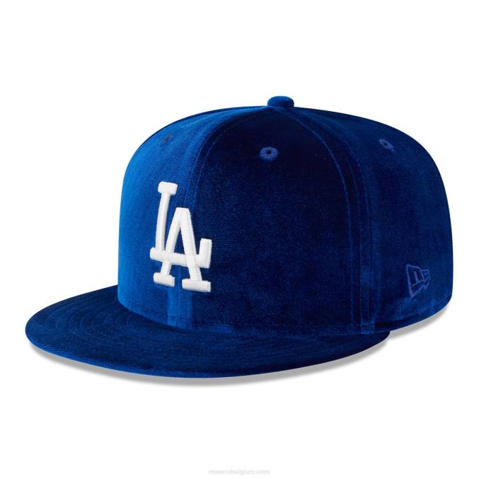 New Era la dodgers fluwelen blauwe 59fifty getailleerde pet BT24696