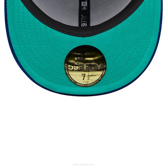 New Era la dodgers fluwelen blauwe 59fifty getailleerde pet BT24696