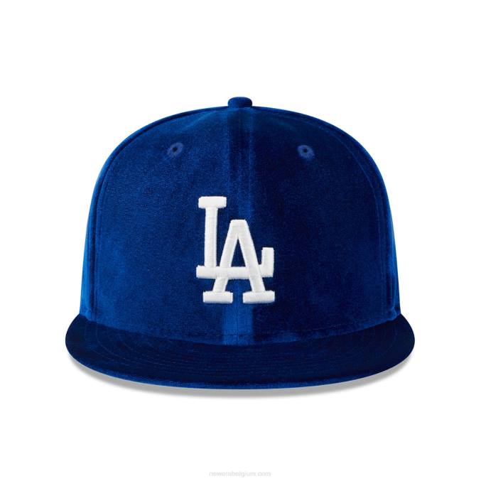 New Era la dodgers fluwelen blauwe 59fifty getailleerde pet BT24696