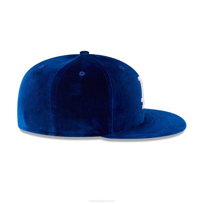 New Era la dodgers fluwelen blauwe 59fifty getailleerde pet BT24696