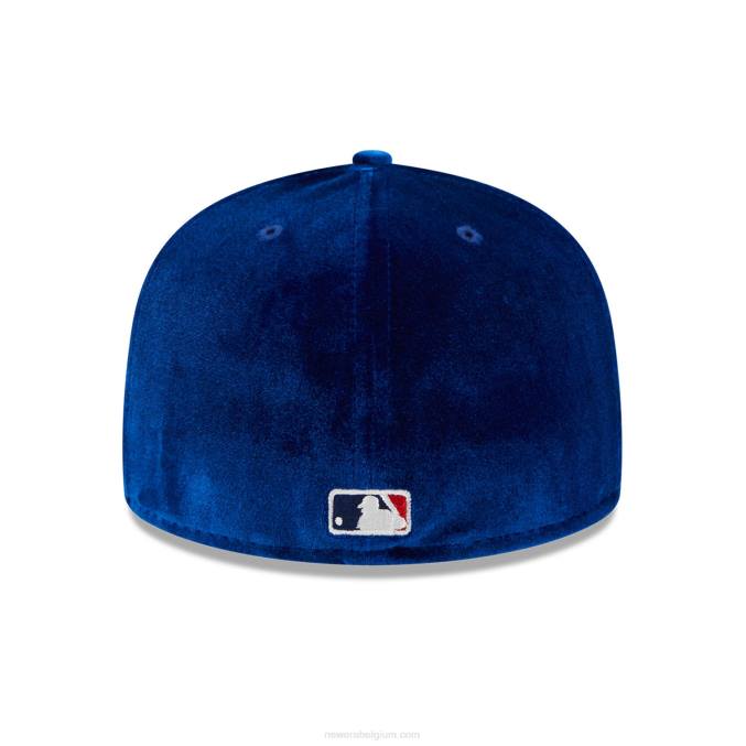 New Era la dodgers fluwelen blauwe 59fifty getailleerde pet BT24696