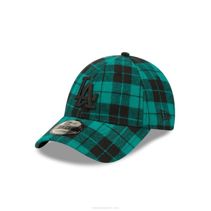 New Era la dodgers geruite donkergroene 9forty verstelbare pet BT241800