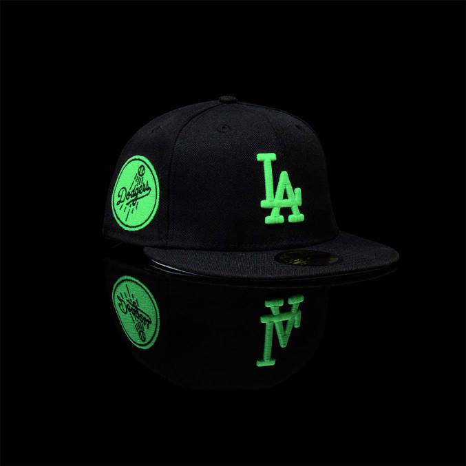 New Era la dodgers glow in the dark zwarte 59fifty getailleerde pet BT241009