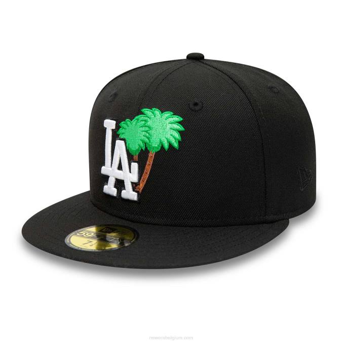 New Era la dodgers groen palmboom zwart 59fifty getailleerde pet BT2488