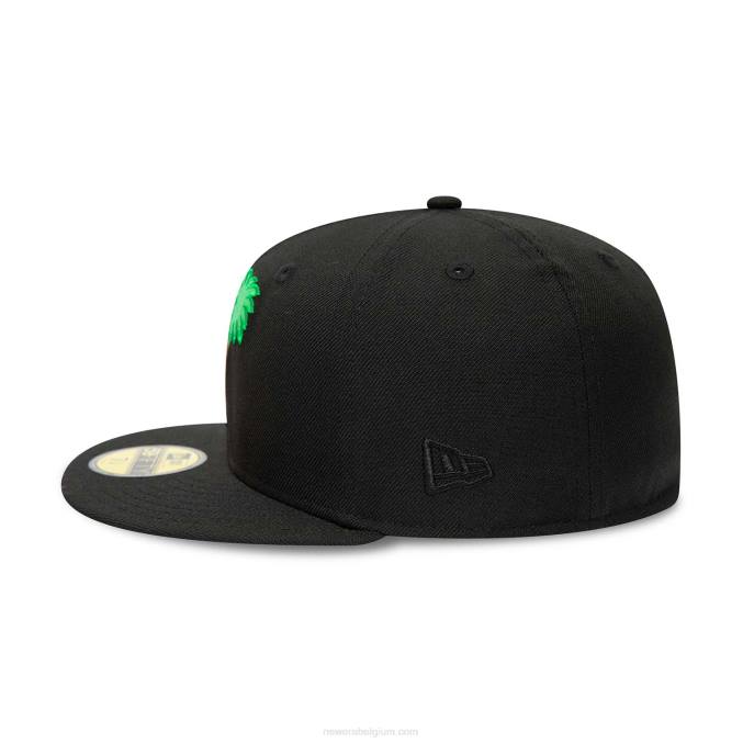 New Era la dodgers groen palmboom zwart 59fifty getailleerde pet BT2488