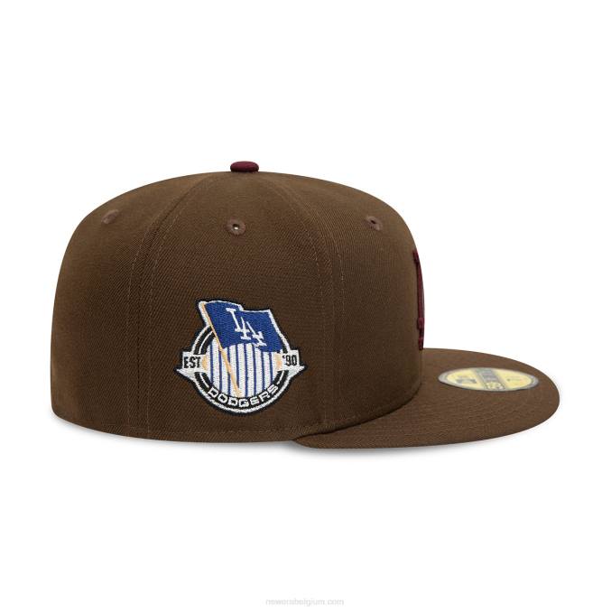 New Era la dodgers herfstkleuren bruin 59fifty getailleerde pet BT24514