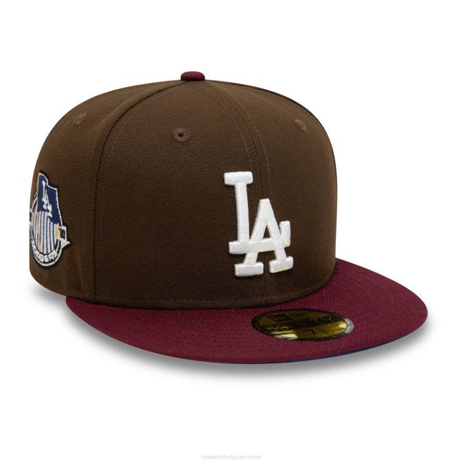 New Era la dodgers herfstkleuren contrast vizier bruin 59fifty getailleerde pet BT24818