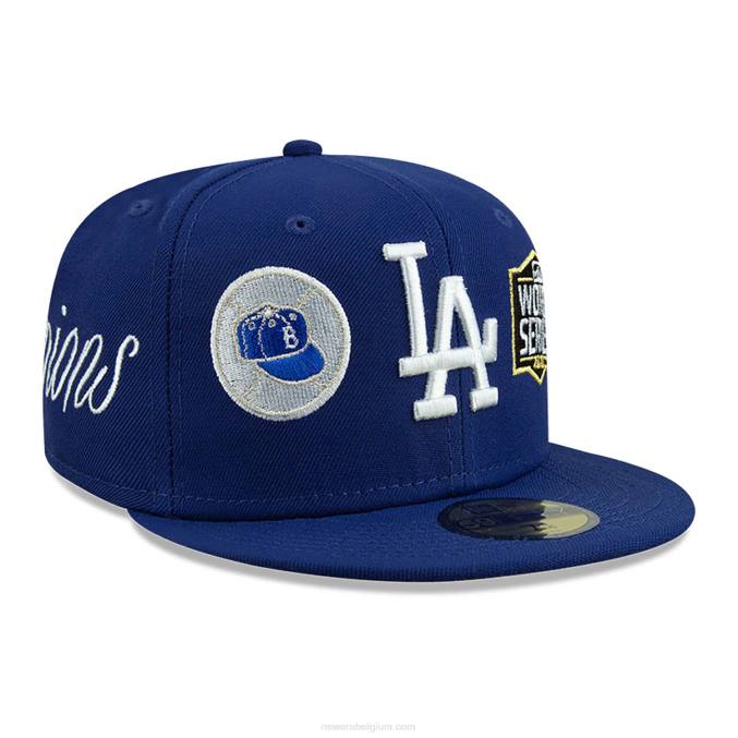 New Era la dodgers historische champs blauwe 59fifty getailleerde pet BT24212