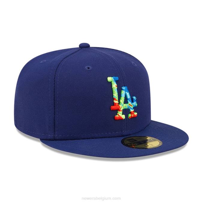 New Era la dodgers infrarood blauwe 59fifty getailleerde pet BT24351