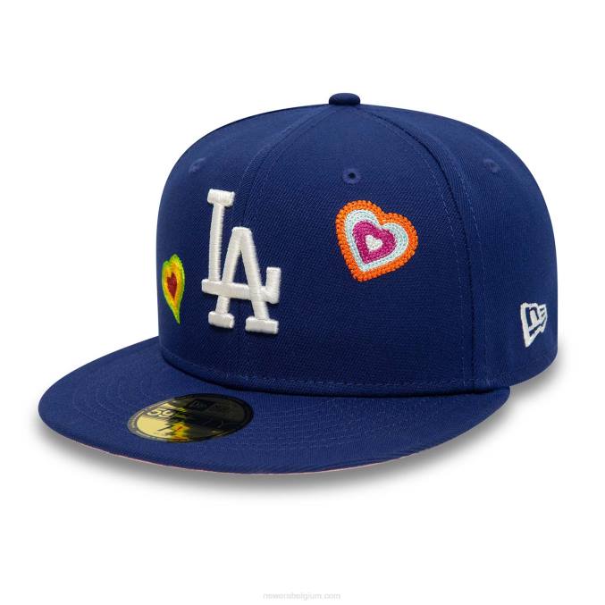 New Era la dodgers kettingsteek hart koningsblauw 59fifty getailleerde pet BT241008