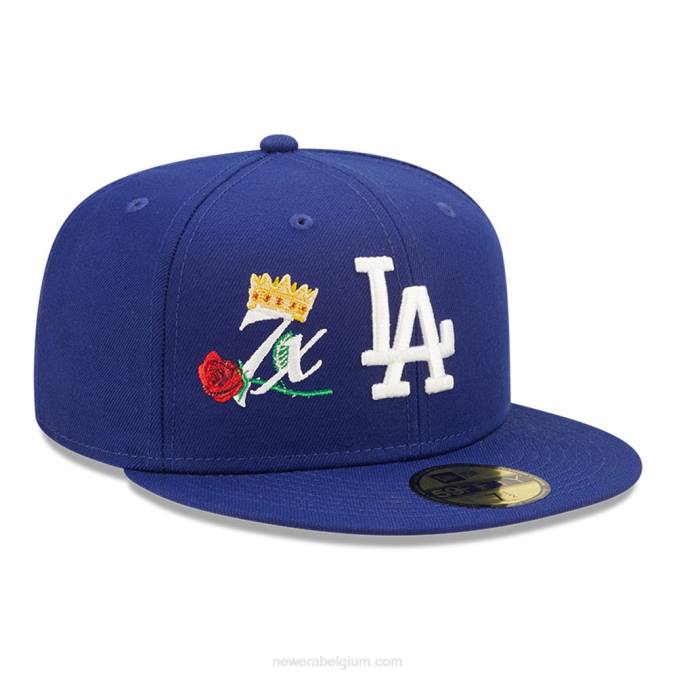 New Era la dodgers mlb crown champs blauwe 59fifty getailleerde pet BT24658