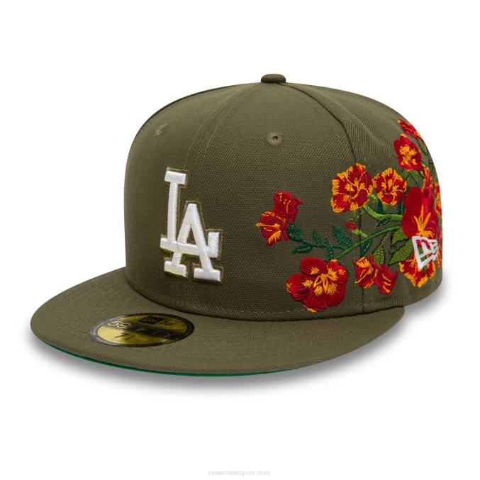 New Era la dodgers mlb gebloemd donkergroen 59fifty getailleerde pet BT24257