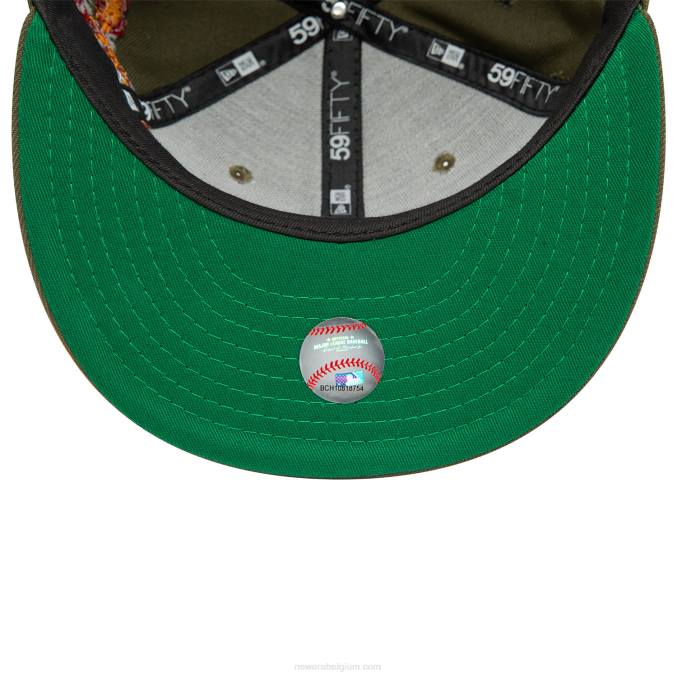 New Era la dodgers mlb gebloemd donkergroen 59fifty getailleerde pet BT24257
