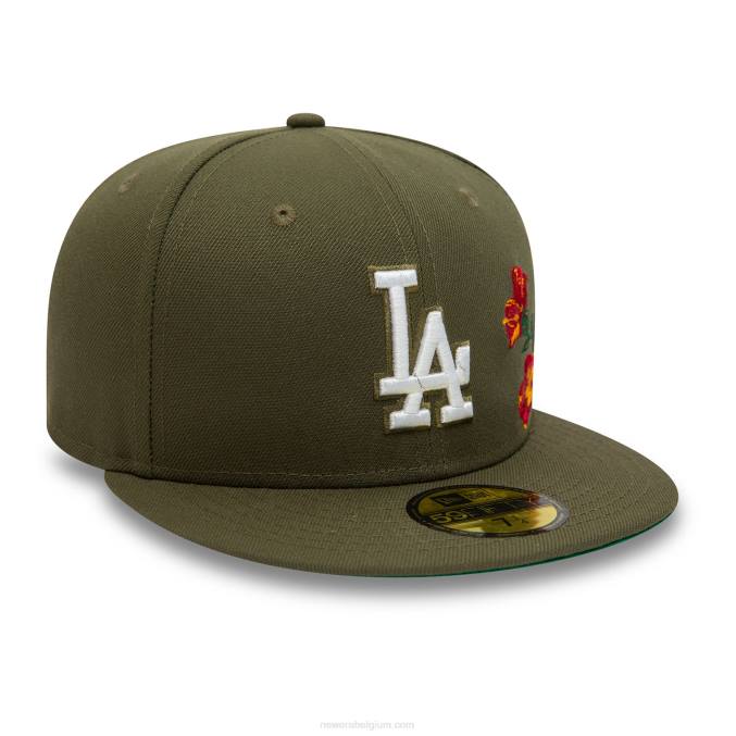 New Era la dodgers mlb gebloemd donkergroen 59fifty getailleerde pet BT24257