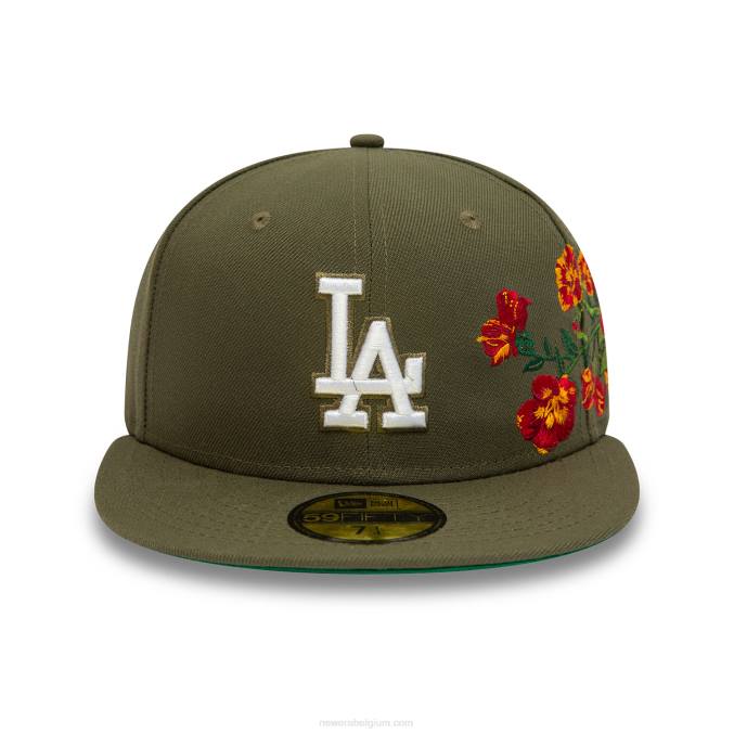 New Era la dodgers mlb gebloemd donkergroen 59fifty getailleerde pet BT24257