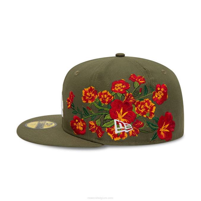 New Era la dodgers mlb gebloemd donkergroen 59fifty getailleerde pet BT24257