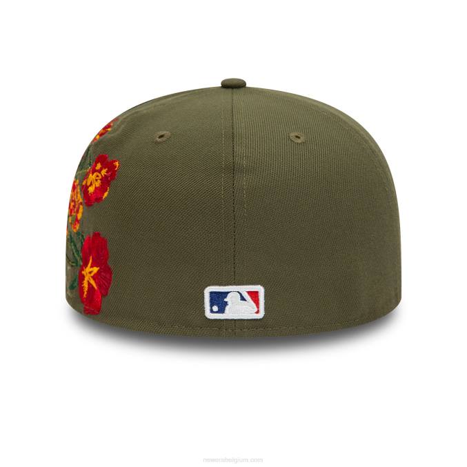 New Era la dodgers mlb gebloemd donkergroen 59fifty getailleerde pet BT24257