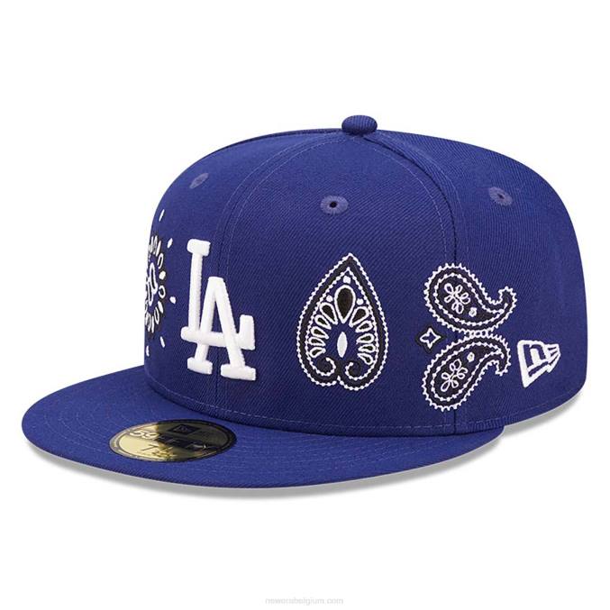 New Era la dodgers mlb paisley blauwe 59fifty getailleerde pet met all-over print BT24314