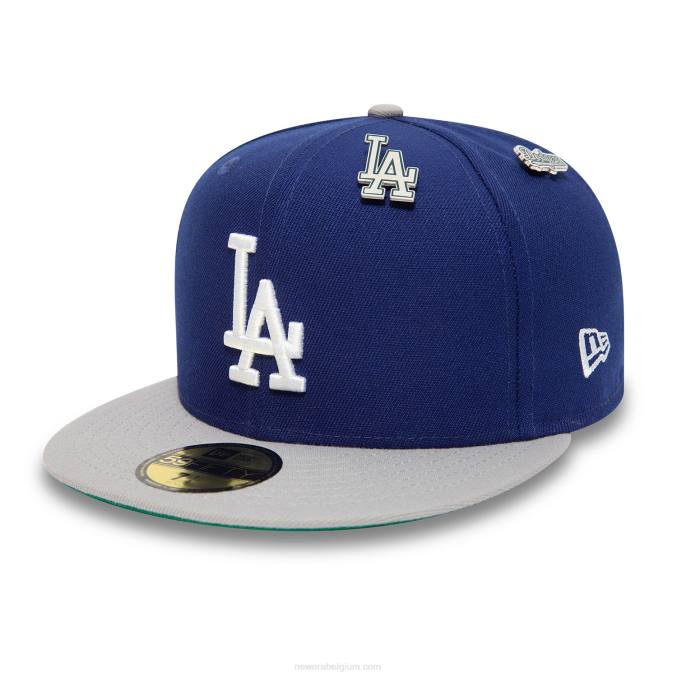 New Era la dodgers mlb pin badge blauwe 59fifty getailleerde pet BT24876
