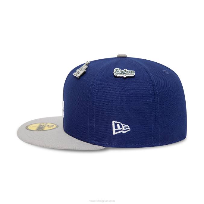 New Era la dodgers mlb pin badge blauwe 59fifty getailleerde pet BT24876