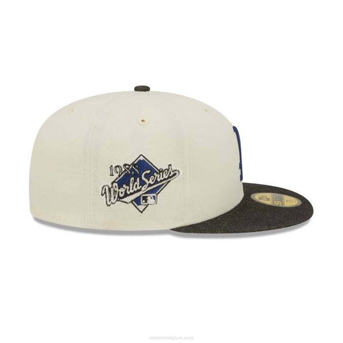 New Era la dodgers mlb zwart denim chroom wit 59fifty getailleerde pet BT24661