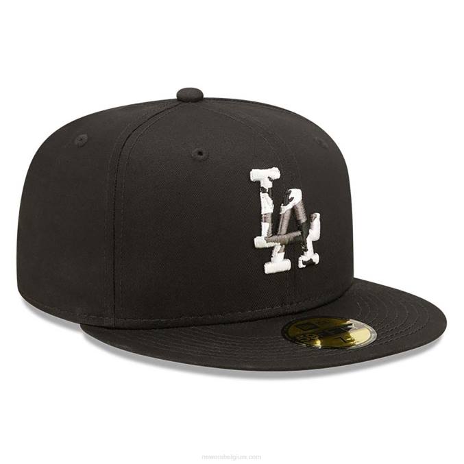 New Era la dodgers monocamo infill zwart 59fifty getailleerde pet BT24621