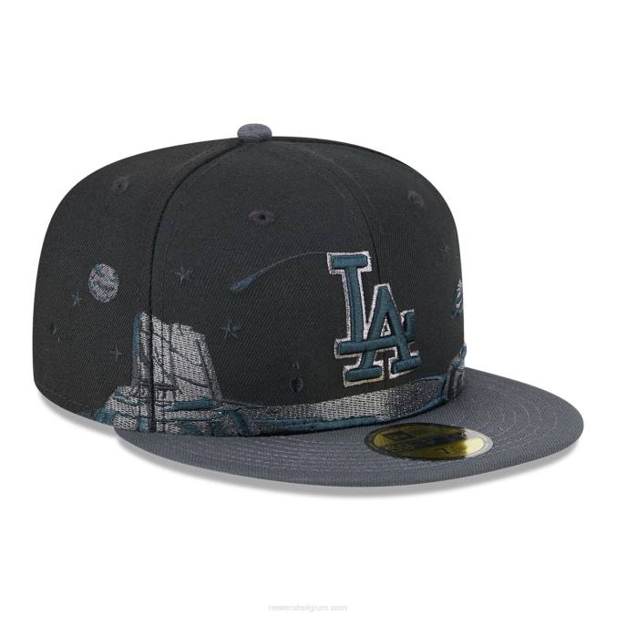 New Era la dodgers planetary zwarte 59fifty getailleerde pet BT24256