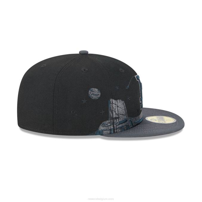 New Era la dodgers planetary zwarte 59fifty getailleerde pet BT24256