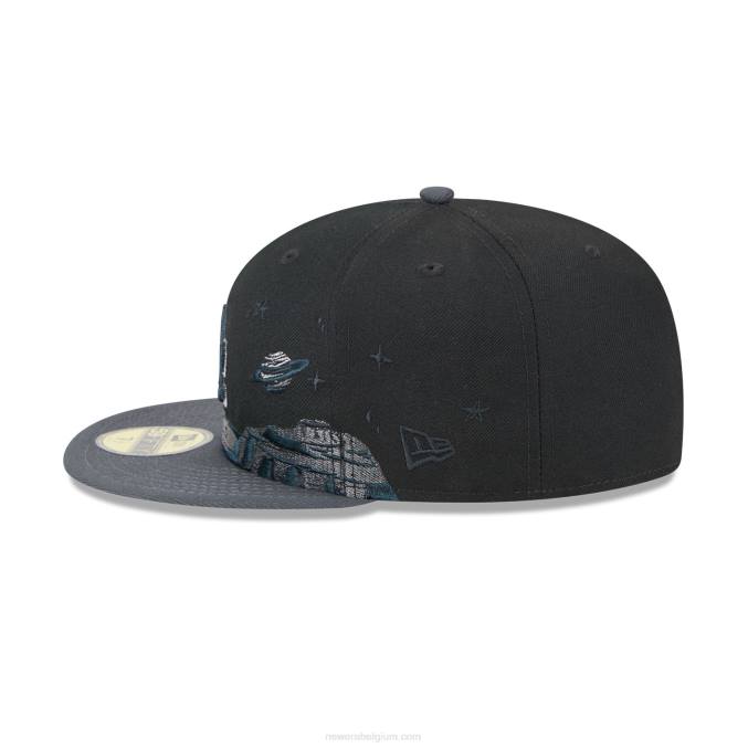 New Era la dodgers planetary zwarte 59fifty getailleerde pet BT24256