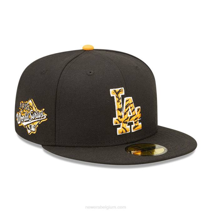 New Era la dodgers tiger fill zwarte 59fifty getailleerde pet BT241032