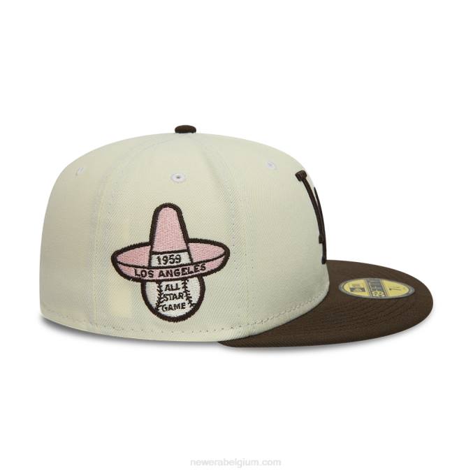 New Era la dodgers witte 59fifty getailleerde pet BT24726