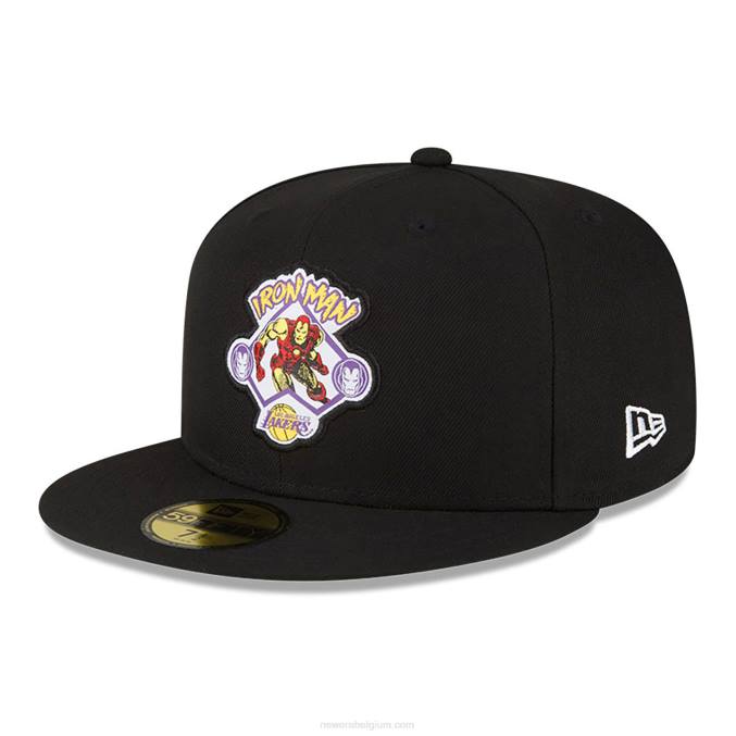 New Era la lakers nba x marvel iron man zwarte 59fifty getailleerde pet BT2464