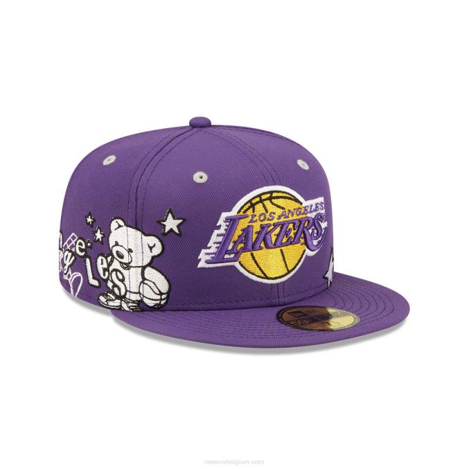 New Era la lakers teddy paarse 59fifty getailleerde pet BT24542
