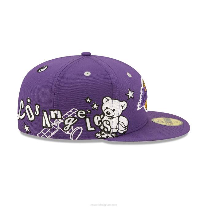 New Era la lakers teddy paarse 59fifty getailleerde pet BT24542