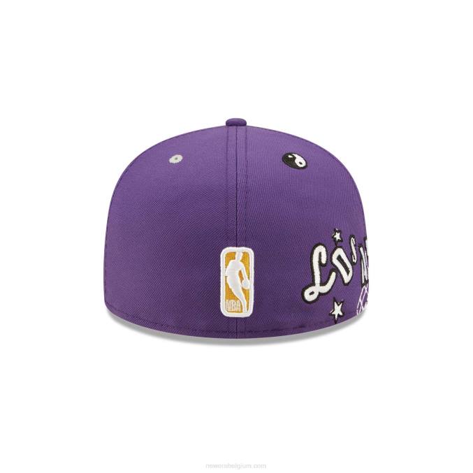 New Era la lakers teddy paarse 59fifty getailleerde pet BT24542