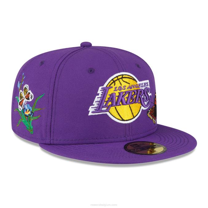 New Era la lakers vilt x nba paarse 59fifty getailleerde pet BT241055